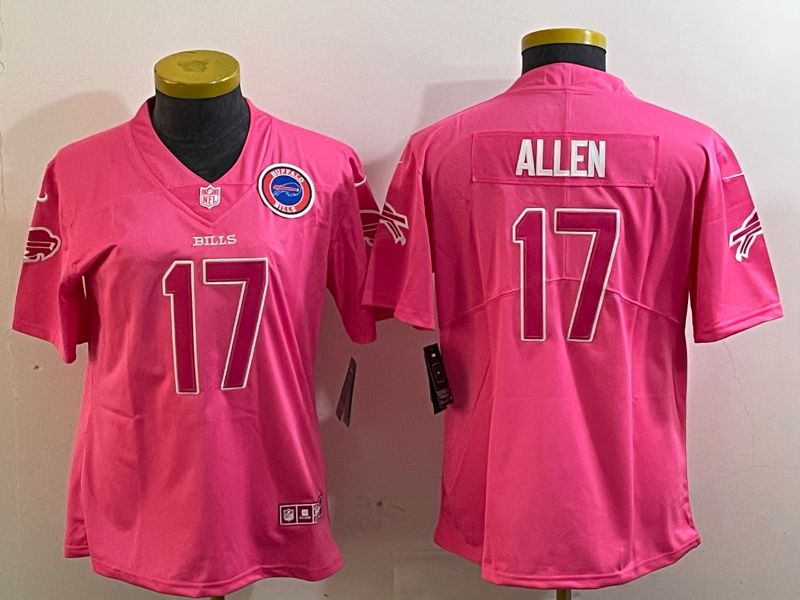 Youth Buffalo Bills 17 Allen Pink 2024 Nike Limited NFL Jersey style 1